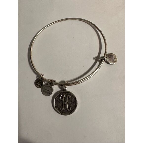 2014  Rare ALEX AND ANI
Silver-Tone K Initial Charm Bangle Bracelet Good vintage - Picture 3 of 6